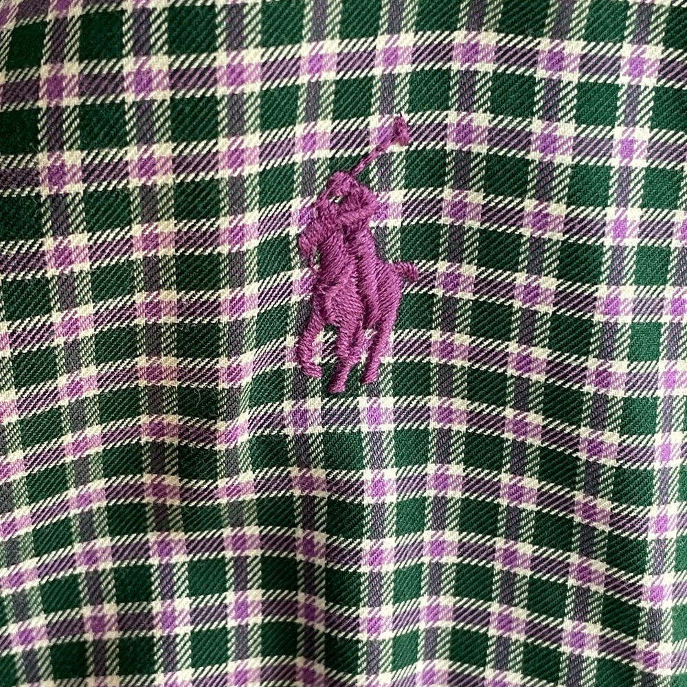 NWT-Men’s Ralph Lauren Green and Purple Plaid Shirt
